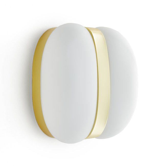 Aplique em latão e vidro opalino, Sitira branco/latão <span itemprop=