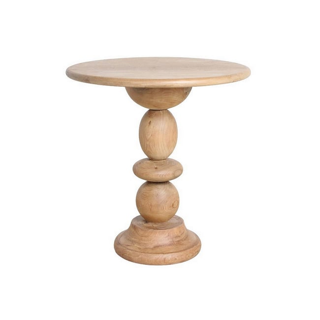 Table de repas ronde en teck massif - TIKA Couleur bois clair <span itemprop=