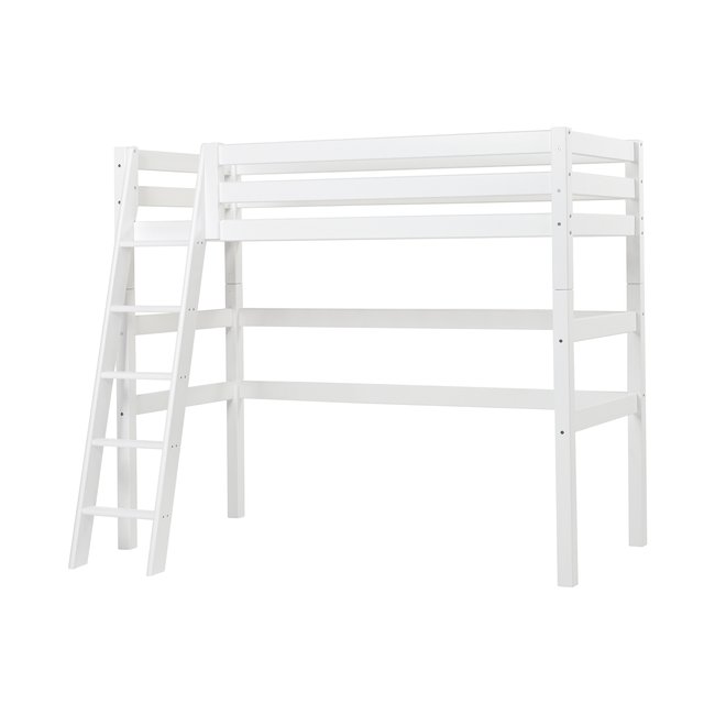 Lit Mezzanine pin massif ECO LUXURY Couleur blanc <span itemprop=