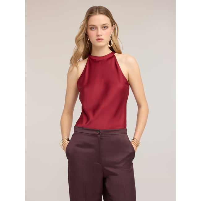 Top avec drapé au dos burgundy <span itemprop=