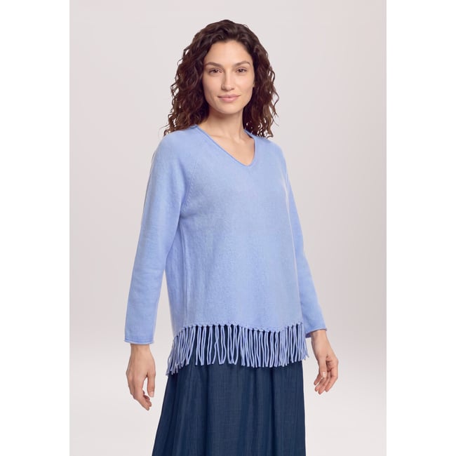 Pull-over en maille à encolure en v light blue melange <span itemprop=