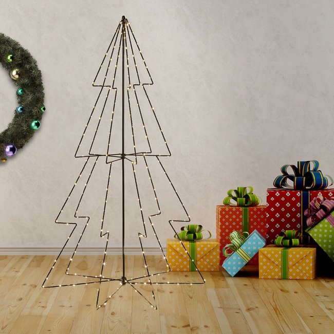 Wire Frame Light Up Christmas Tree, black, SO'HOME