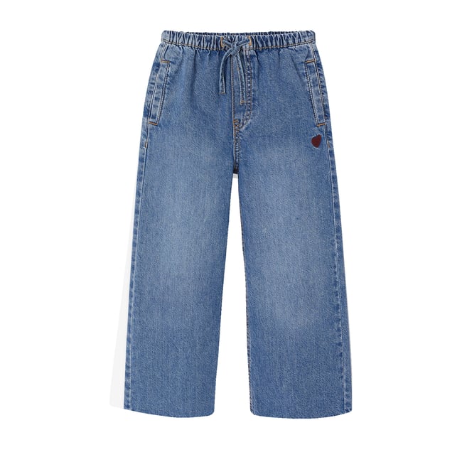Pantalon large bleu moyen <span itemprop=