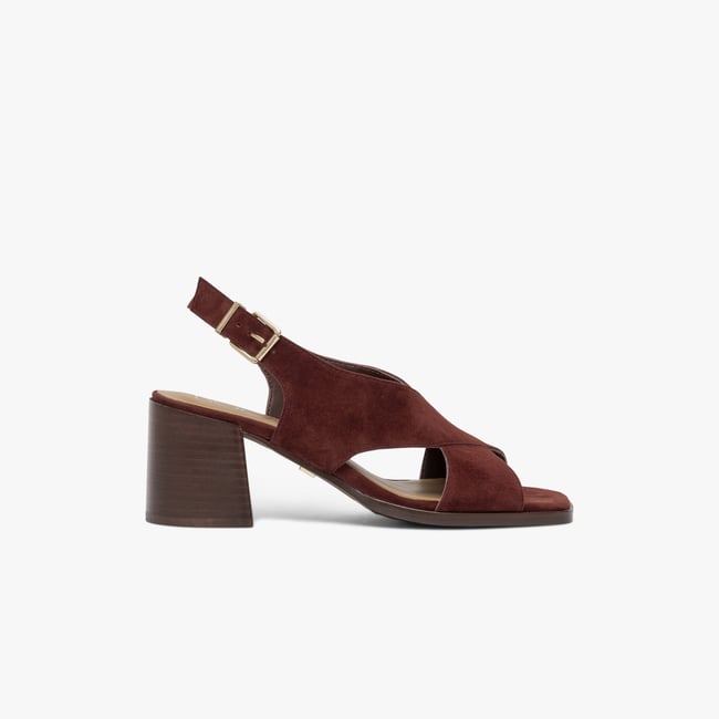 Sandale À Talon en cuir HORSA rouge bordeaux <span itemprop=