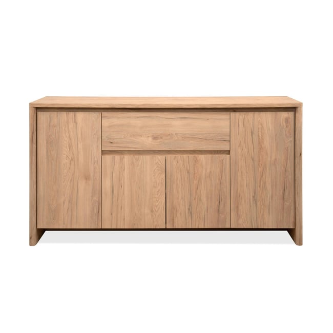 Buffet salle à manger effet bois 4 portes 1 tiroir ALVA Couleur bois naturel <span itemprop=
