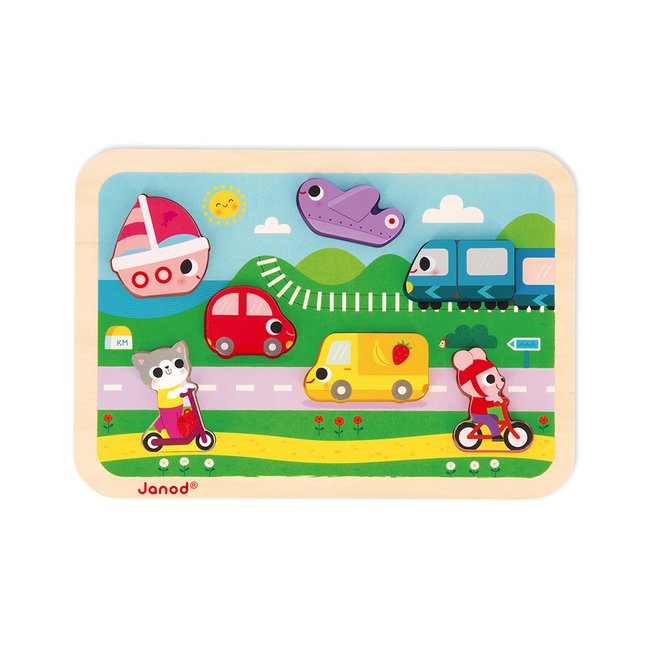 Puzzle En Bois Les Véhicules - JANOD