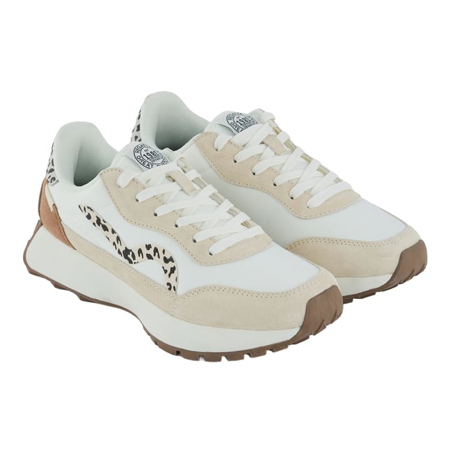 Baskets contrastées en daim MARINE HERITAGE beige / gris <span itemprop=