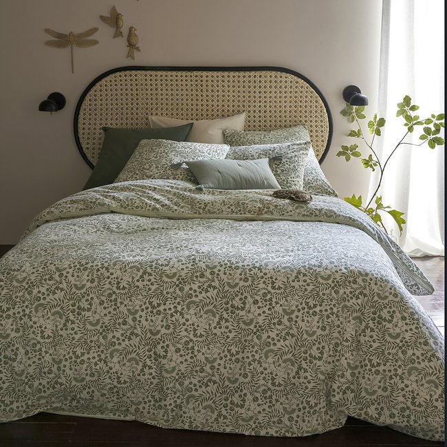 Housse de couette coton lavé, Majari imprimé fleurs <span itemprop=