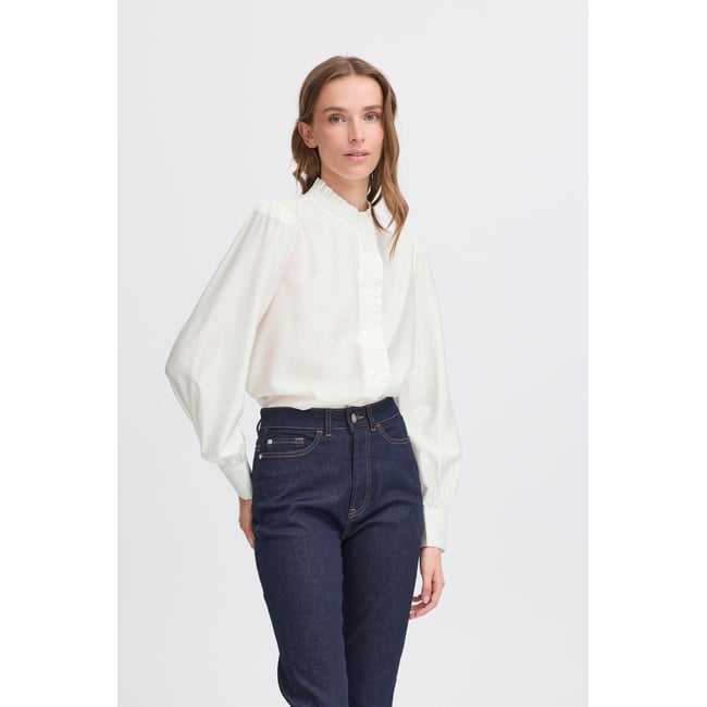 Chemise à manches longues blanc cloud dancer <span itemprop=