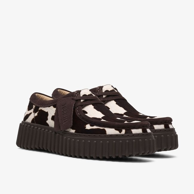Chaussures en cuir, TORHILL BEE, motif vache blanc/marron <span itemprop=