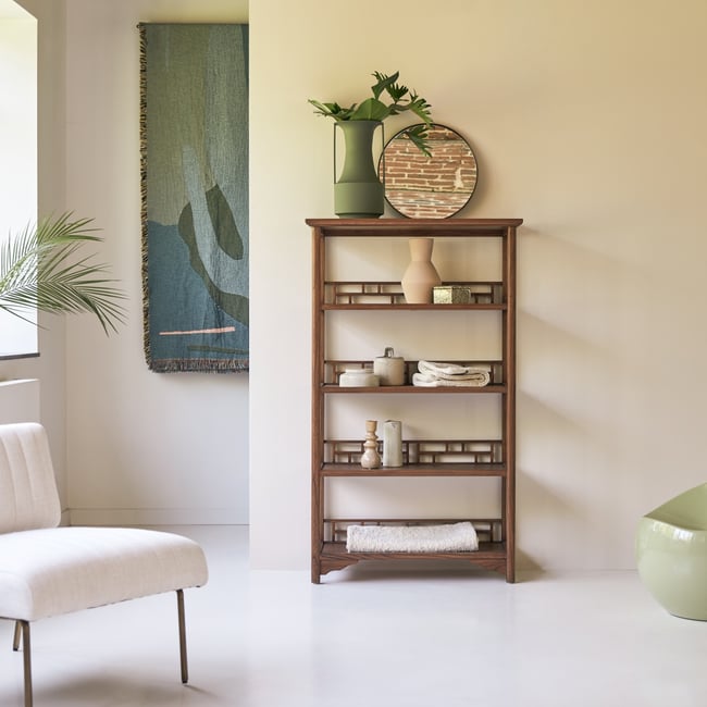 Bibliothèque en Orme massif, AME Couleur marron <span itemprop=