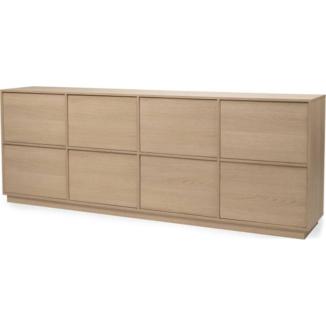 Buffet quatre portes en bois style japandi Couleur chêne lindberg <span itemprop=
