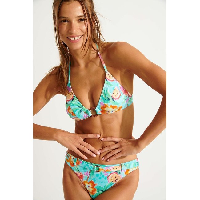 Cuecas de biquíni Dita Dragonfruit estampado fundo azul <span itemprop=