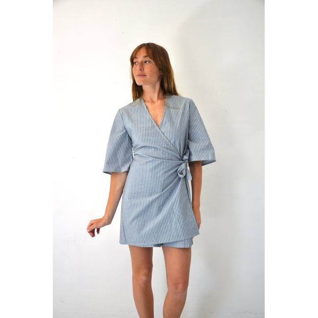 Combishort portefeuille rayée ALBA bleu / vert <span itemprop=