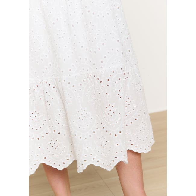 Jupe midi brodée blanc <span itemprop=