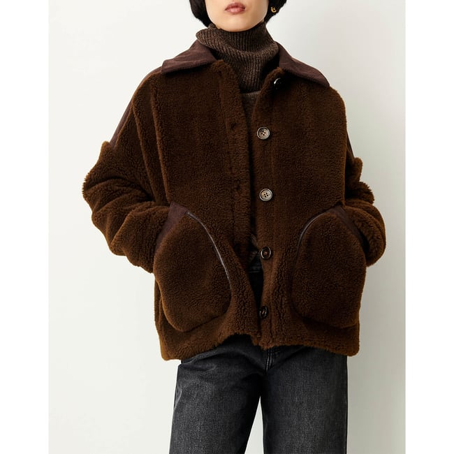 Manteau court en sherpa, ICY ROCKY marron <span itemprop=