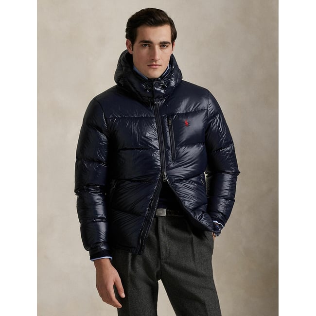 Doudoune brillante Gorham bleu marine <span itemprop=