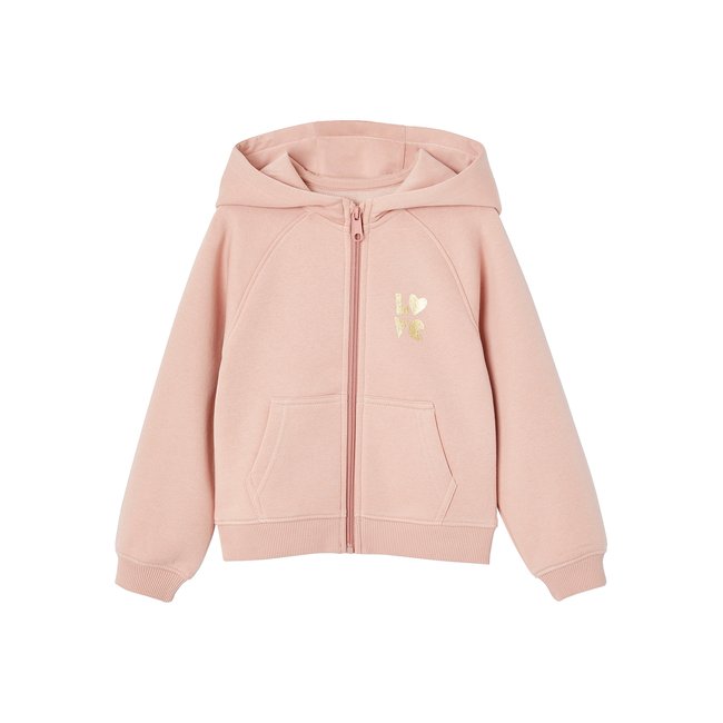 Sweat zippé à capuche sport rose <span itemprop=