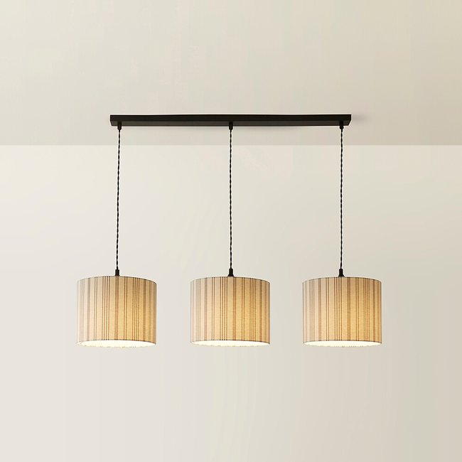 Harley 3-Light Bar Pendant Light with Linen Shades, black, SO'HOME