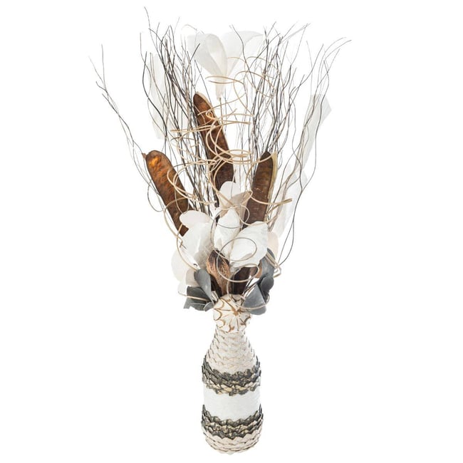 Composition florale artificielle Couleur gris <span itemprop=