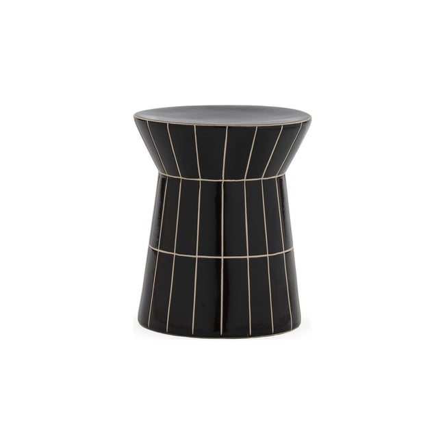 Tabouret en céramique Couleur noir à lignes beige <span itemprop=