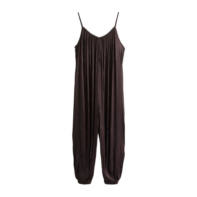 Combi-pantalon à effet bouffant marron chocolat <span itemprop=