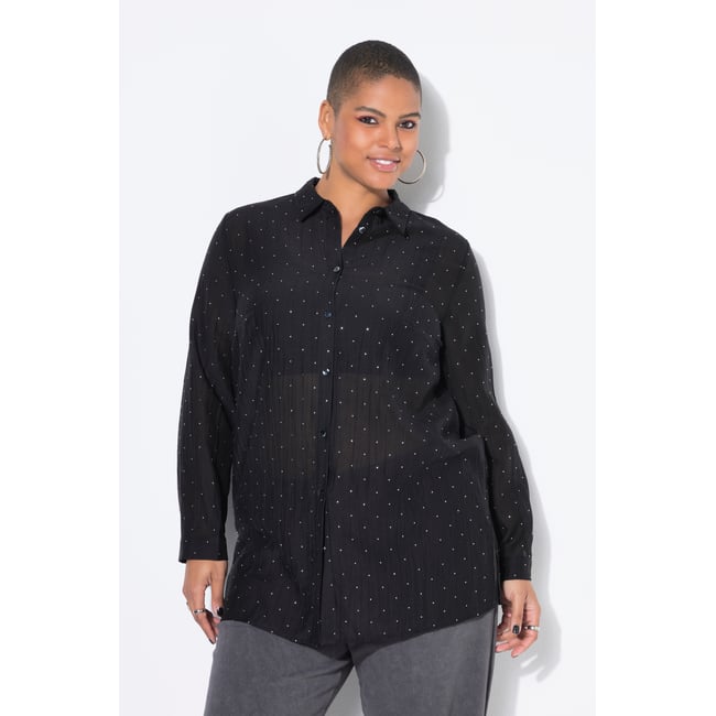 Chemisier à strass scintillants. Coupe Boxy noir <span itemprop=