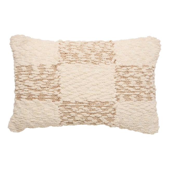 Coussin rectangulaire AMEYA beige lin <span itemprop=