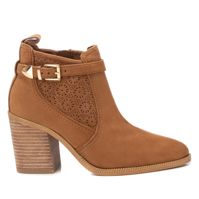 Bottine Talon Décontractée Fermeture éclair camel <span itemprop=