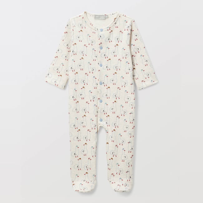 Dors bien imprimé en molleton en coton BIO GOTS ecru melange <span itemprop=