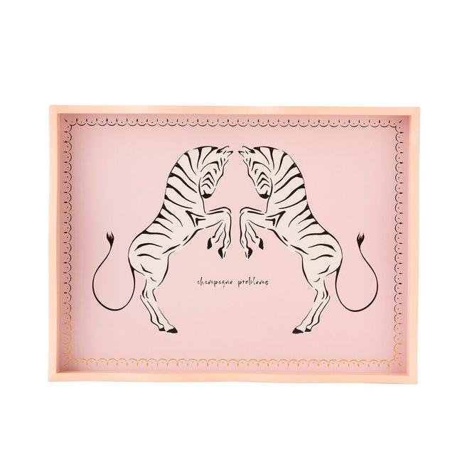 Zebra Rectangular Serving Tray, pink, YVONNE ELLEN