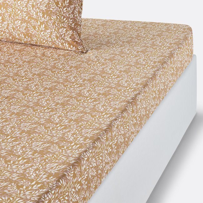 Nara Floral 100% Cotton Percale 200 Thread Count Fitted Sheet, printed, LA REDOUTE INTERIEURS
