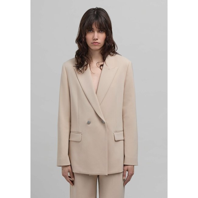 Veste tailleur double boutonnage lin <span itemprop=