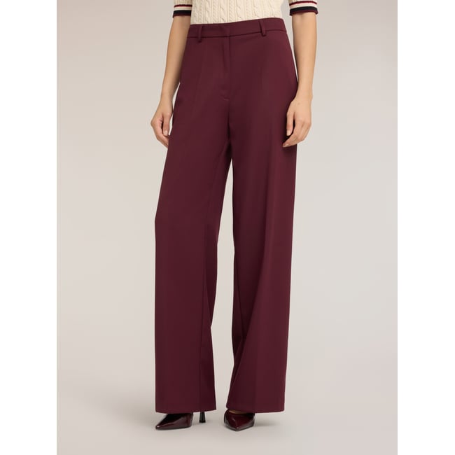 Pantalon palazzo à pli marqué burgundy <span itemprop=