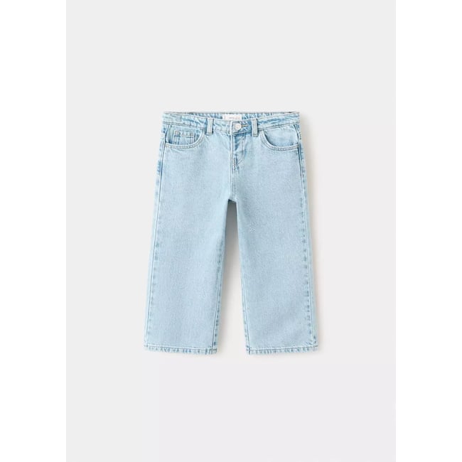 Jean droit à étoiles en strass bleu clair <span itemprop=