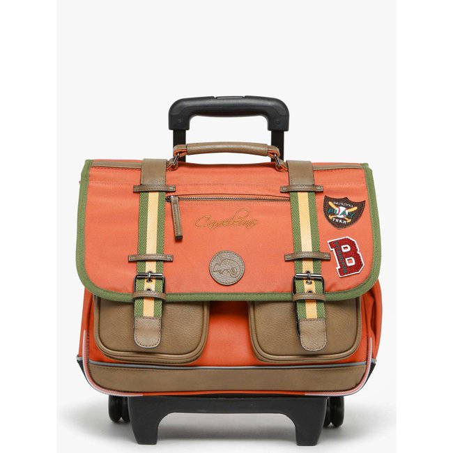 Cartable à roulettes enfant 2 compartiments rust stripes <span itemprop=