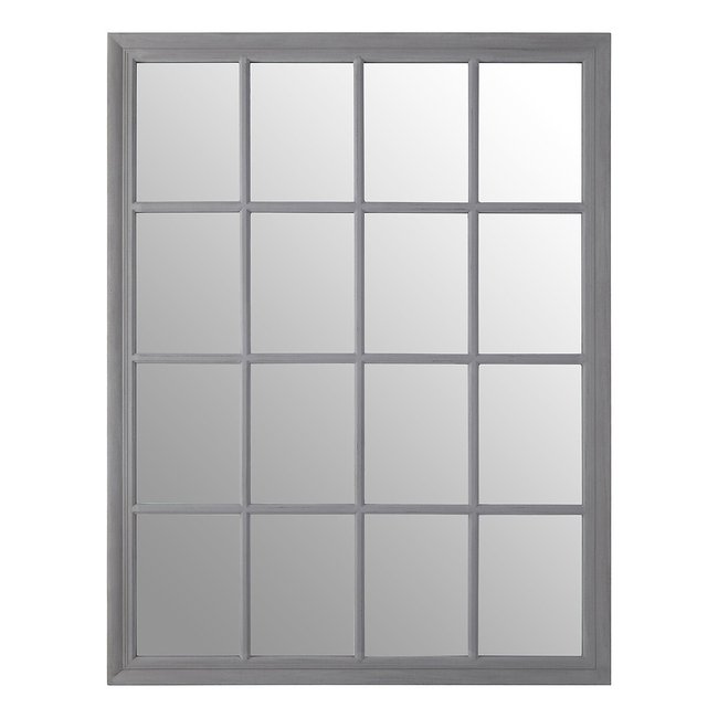 130 x 100cm Flat Wood Mirror in Grey, grey, SO'HOME