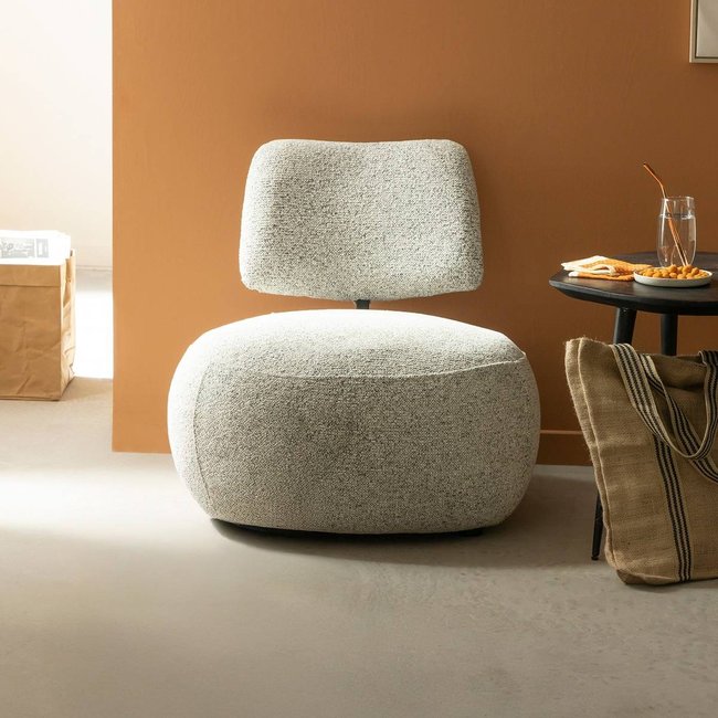 Fauteuil en tissu bouclette avec dossier gris  CALYA Couleur gris clair <span itemprop=