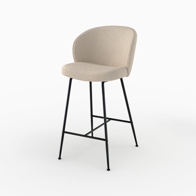 Chaise de bar en tissu bouclé 66 cm - GROOM Couleur beige <span itemprop=