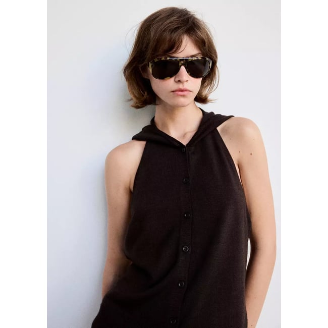 Top emmanchures américaines marron <span itemprop=
