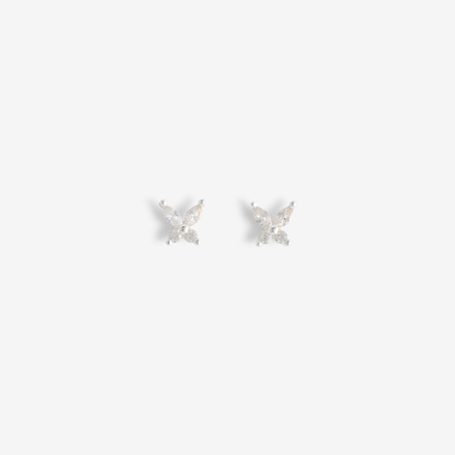 Puces d'oreilles papillon avec zirconium en argent garanti argent <span itemprop=