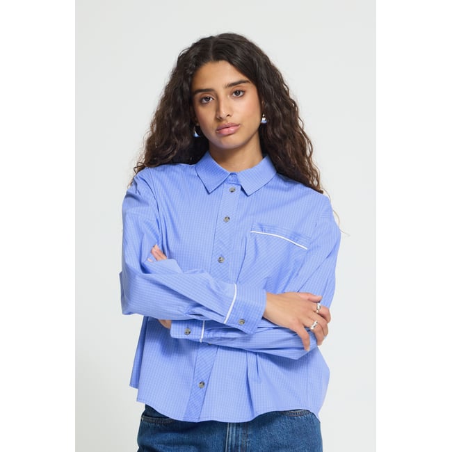 Blouse à manches longues bleu blue bonnet <span itemprop=