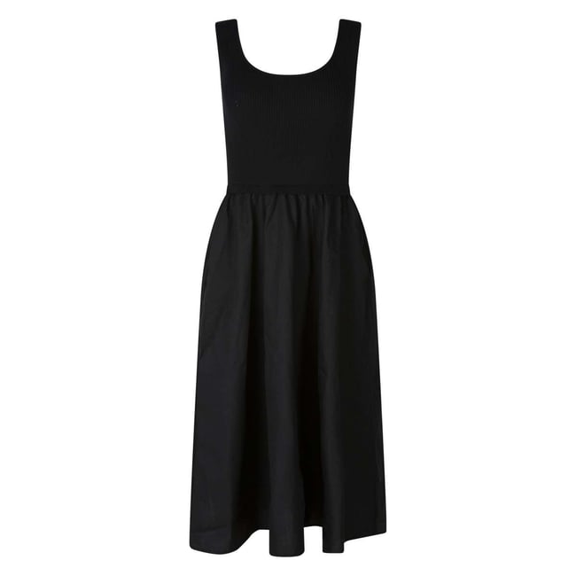 Robe longue cintrée noir <span itemprop=