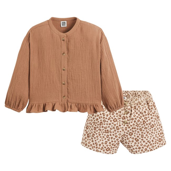 Conjunto de blusa y pantalón corto de 2 piezas multicolor <span itemprop=