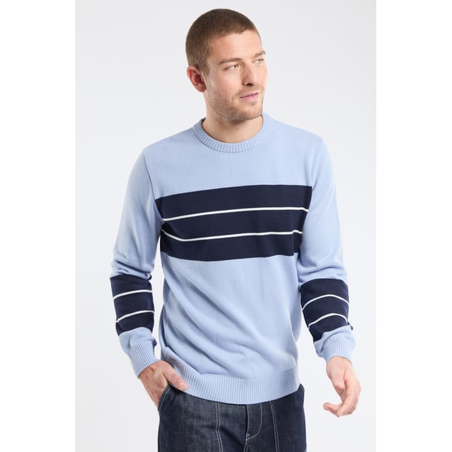 Pull bicolore en coton BERAC - GUY DE BERAC