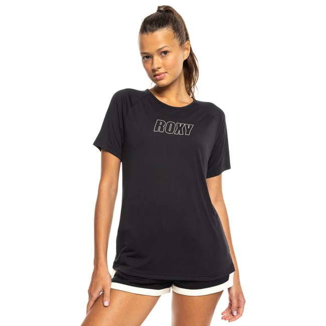 T-Shirt de sport, manches courtes, col rond, . noir true black <span itemprop=