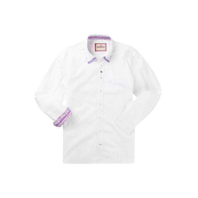 Chemise habillée à col avec finitions contrastées blanc <span itemprop=