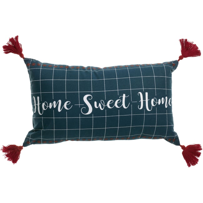 Coussin déco 40x40 cm Coton Sweet Home bleu <span itemprop=
