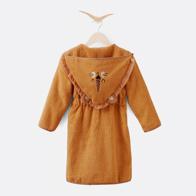 Peignoir capuche éponge bio Edgard 400 g/m2 camel <span itemprop=