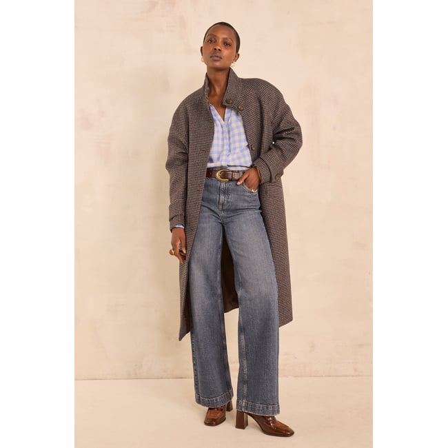 Jean large délavé clair en coton mélangé LISA stone used <span itemprop=